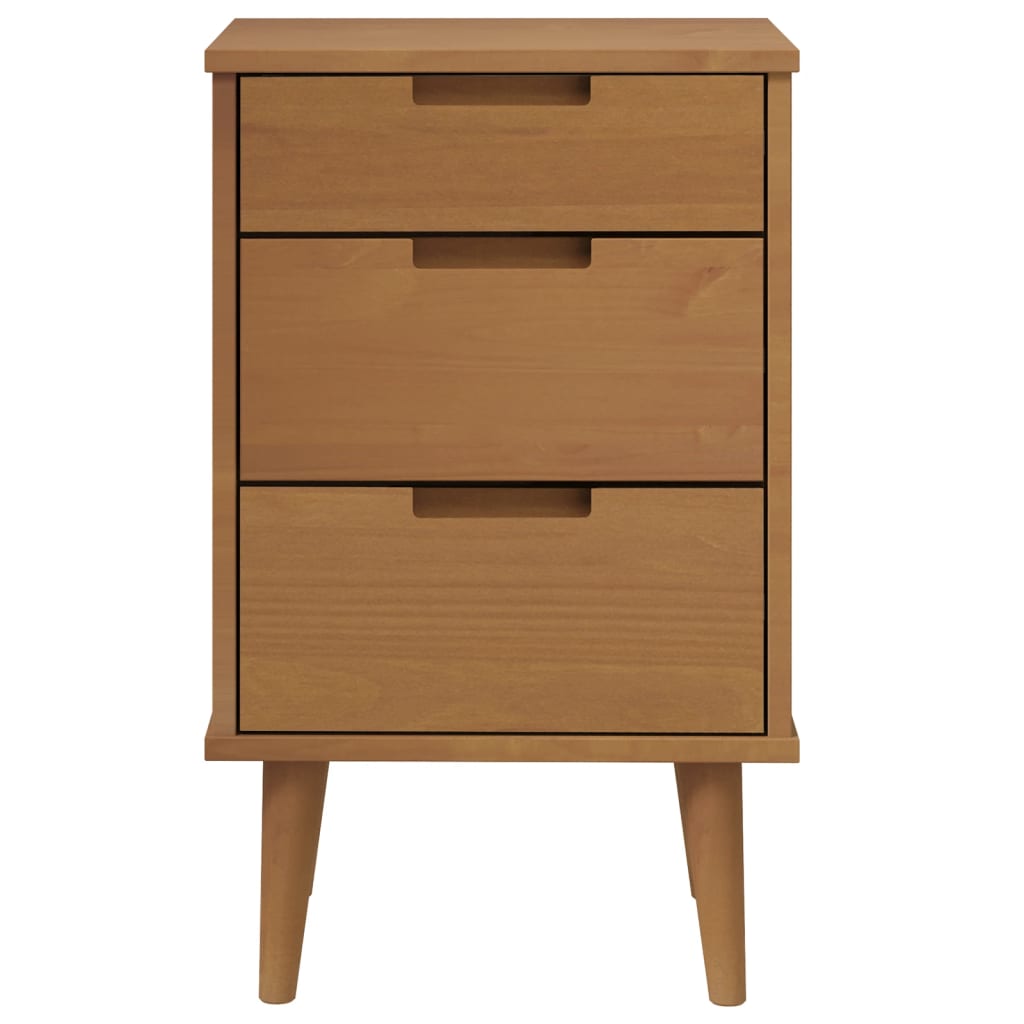 Nightstand MOLDE Brown 40x35x65 cm Solid Pine Wood