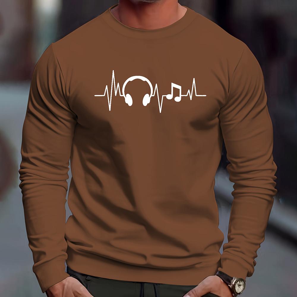 Мужская осенняя повседневная футболка с длинным рукавом и круглым вырезом 2023 года, новые мужские спортивные топы с 3D-цифровой музыкальной печатью, зимняя нижняя рубашка