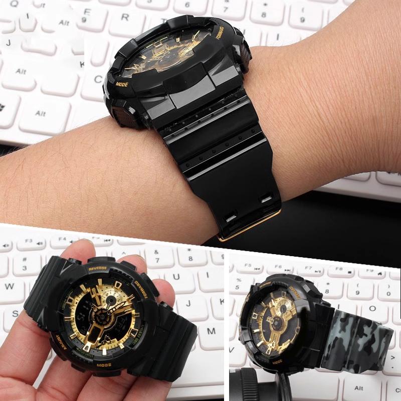 16 мм Ремешок из смолы и силикона для Casio G-Shock GA-100/110/120 GA400/700 GD-100/110 G-8900 GLS-100 Мужской женский Черный Золотой Ремешок для часов