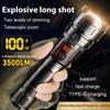 Powerful LED Flashlight Rechargeable Ultra-Bright Tactical Zoom Torch with Power Display Outdoor Waterproof Camping Lantern