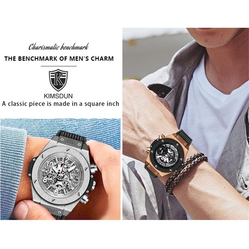 KIMSDUN Часы мужские топ бренд роскошные часы мужские спортивные силиконовые модные календарные часы камень