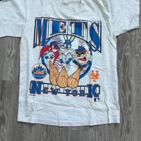 Винтажная футболка Looney Tunes Mets New York Хлопок Унисекс 1993 года Репринт KH13813 Унисекс Футболка