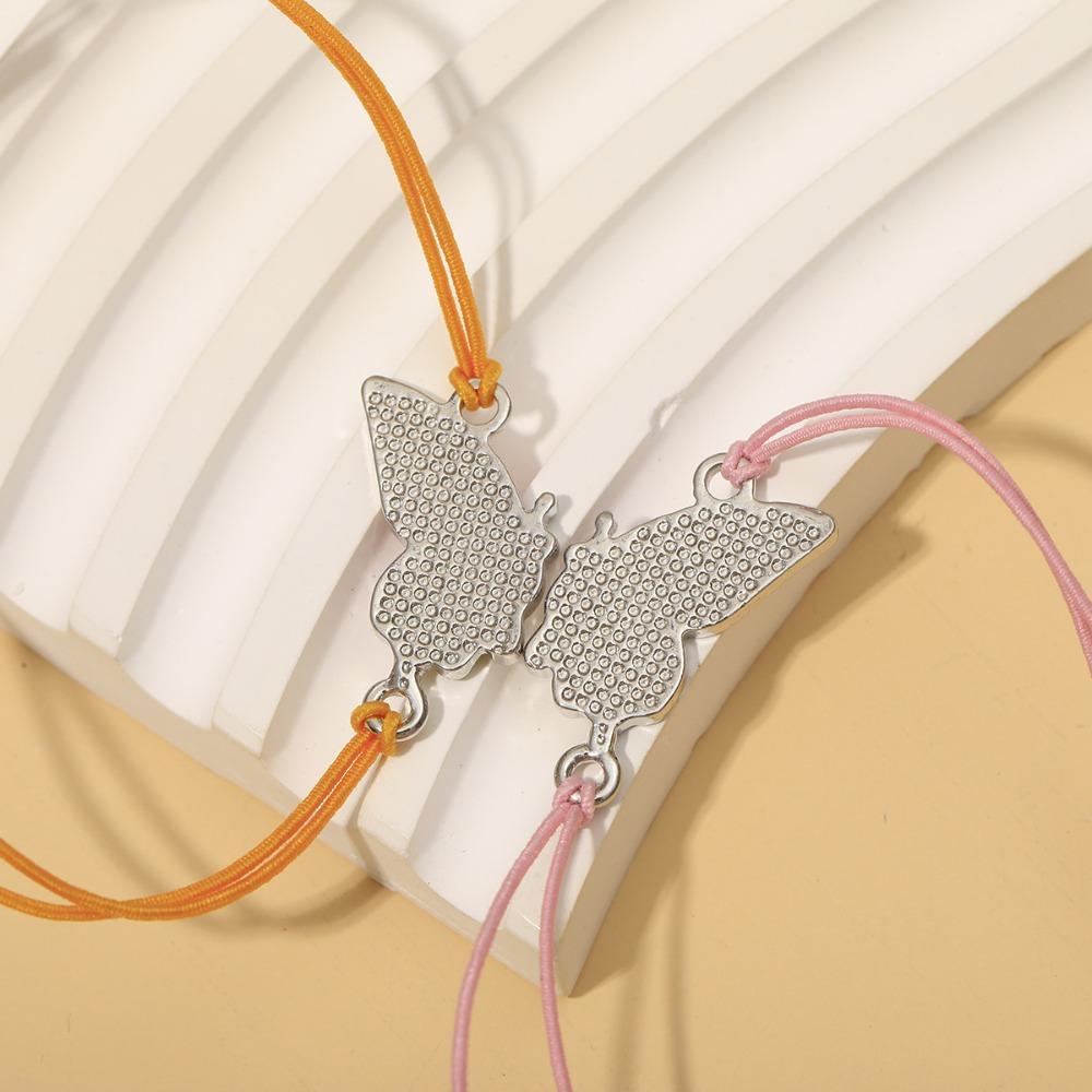 2 шт./набор Классический браслет-бенгл с подвеской-бабочкой Креативный браслет на эластичной веревке Лучшие друзья