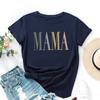 MAMA Cotton T-Shirt Short Sleeve Round Neck Women 2d Print Tops