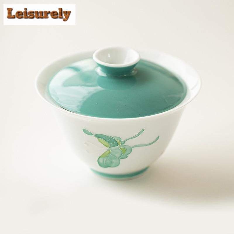 Hand-painted Butterfly Love Flower Travel Tea Set Kit Japanese 1 Pot 2 Cups Tea Maker Organizer Portable Outdoor Handbag Gift