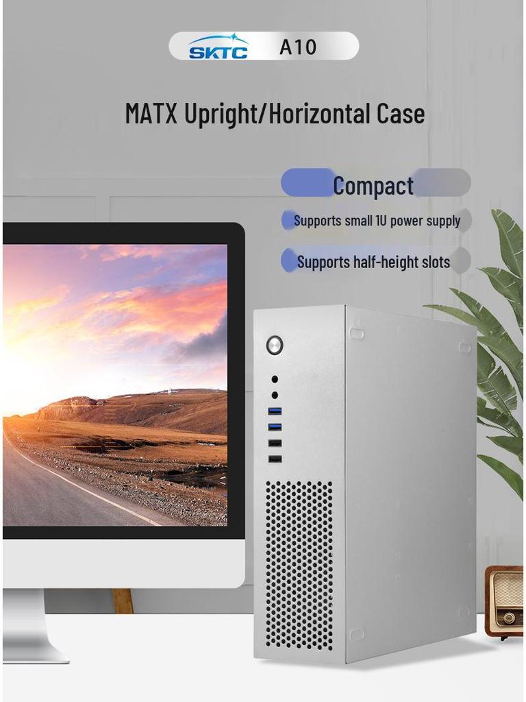 SKTC A10 Мини Горизонтальный/Вертикальный Корпус для HTPC Компьютера MATX 24x24 Материнская Плата Блок Питания 1U 7.3L