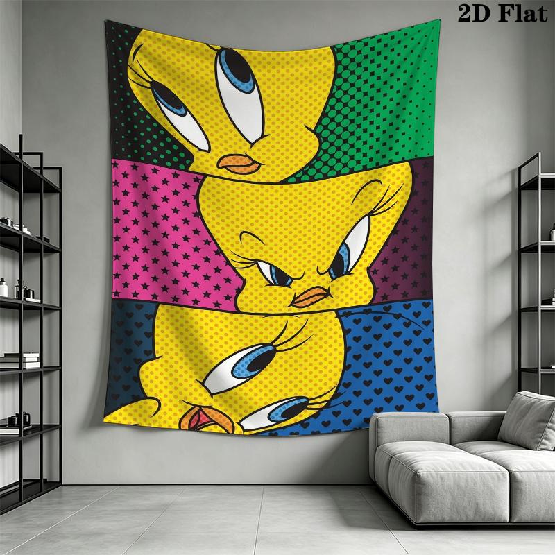 Tweety Bird Wall Tapestry Aesthetic Wall Hanging Printed Fabric Blanket Decorative Tapestries for Bedroom Living Room Home Decor