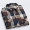 Men's Brushed Plaid Cotton Long-Sleeved Shirt For Autumn And Winter