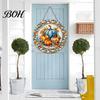 Fall Front Porch Decor Harvest Festival Welcome Sign for Door, Rustic Wooden Hanging Wheat Ear Ornament with Hemp Rope, Autumn Pumpkin Plaque