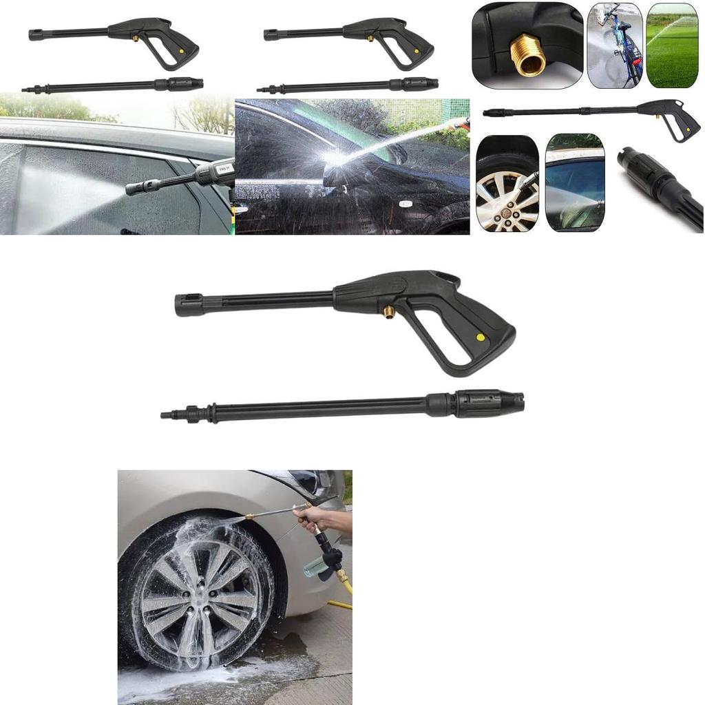 Powerful High-pressure Water Gun M14 Adjustable Spray Nozzle 5m Hose Set For Car Wash And Gardening