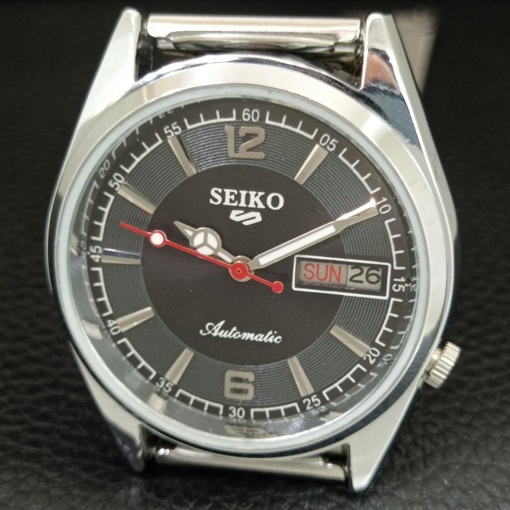 ВИНТАЖНЫЕ АВТОМАТИЧЕСКИЕ SEIKO 5 ВОССТАНОВЛЕННЫЕ ЯПОНСКИЕ МУЖСКИЕ ЧАСЫ С ЧЕРНЫМ ЦИФЕРБЛАТОМ a446352-1