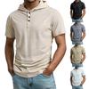Men's Hooded Single Breasted Top, Men's Casual Comfortable Short-Sleeve Top