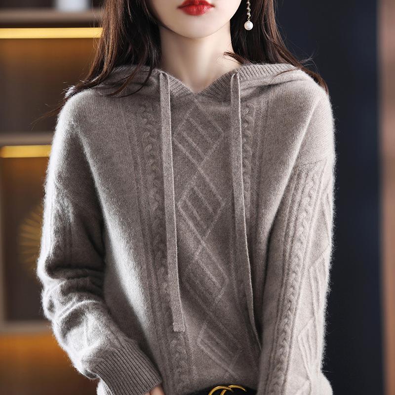 Осень и зима Новый Повседневный трикотажный свитер с капюшоном Корейский выпуск Свободный толстый трикотажный свитер