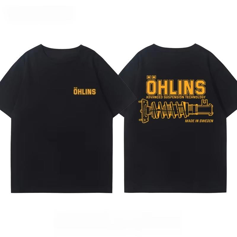 Ohlins Motorcycle Shock Absorber Modified Tshirt Clothes Casual Trendy Brand Unisexs Unisexs Car Club Crew Neck Shortsleeved Top