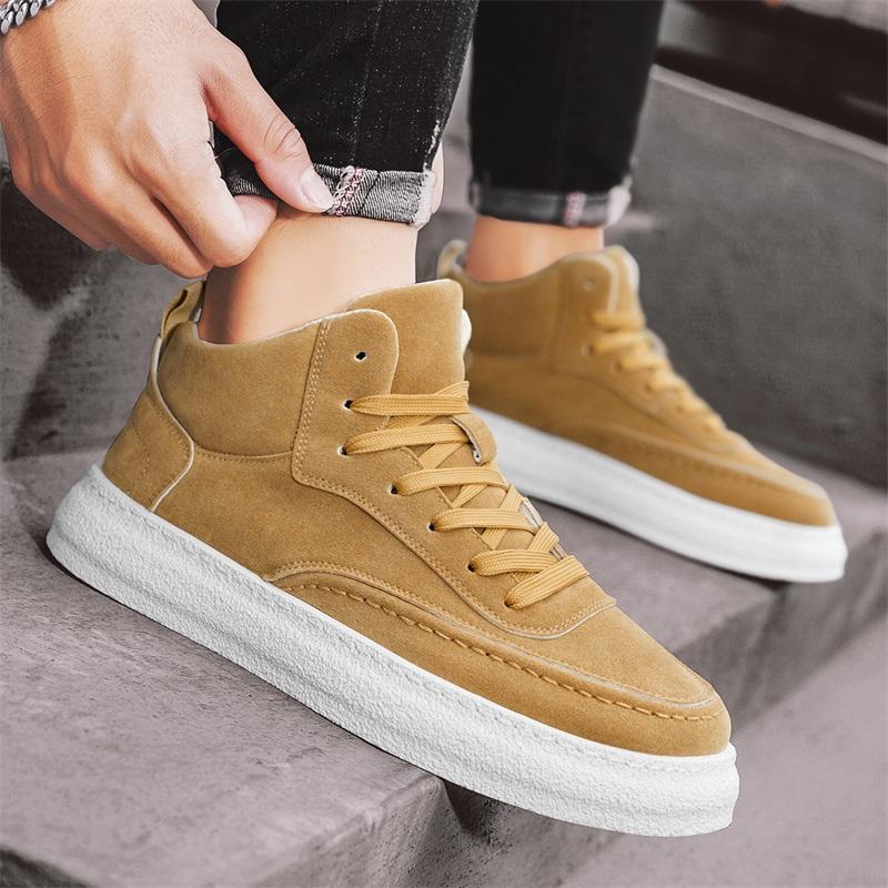 Green Men Sneakers Spring Autumn New High Top Men Casual Thick Soled Trendy Wear Resistant Short Boots Platform Sports Shoes