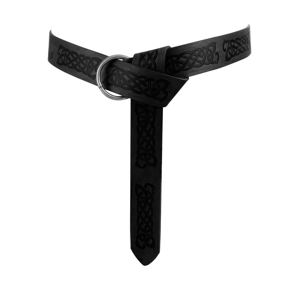 Medieval Knight Embossed Viking-Style Bracer with Adjustable O-Ring Belt for Cosplay