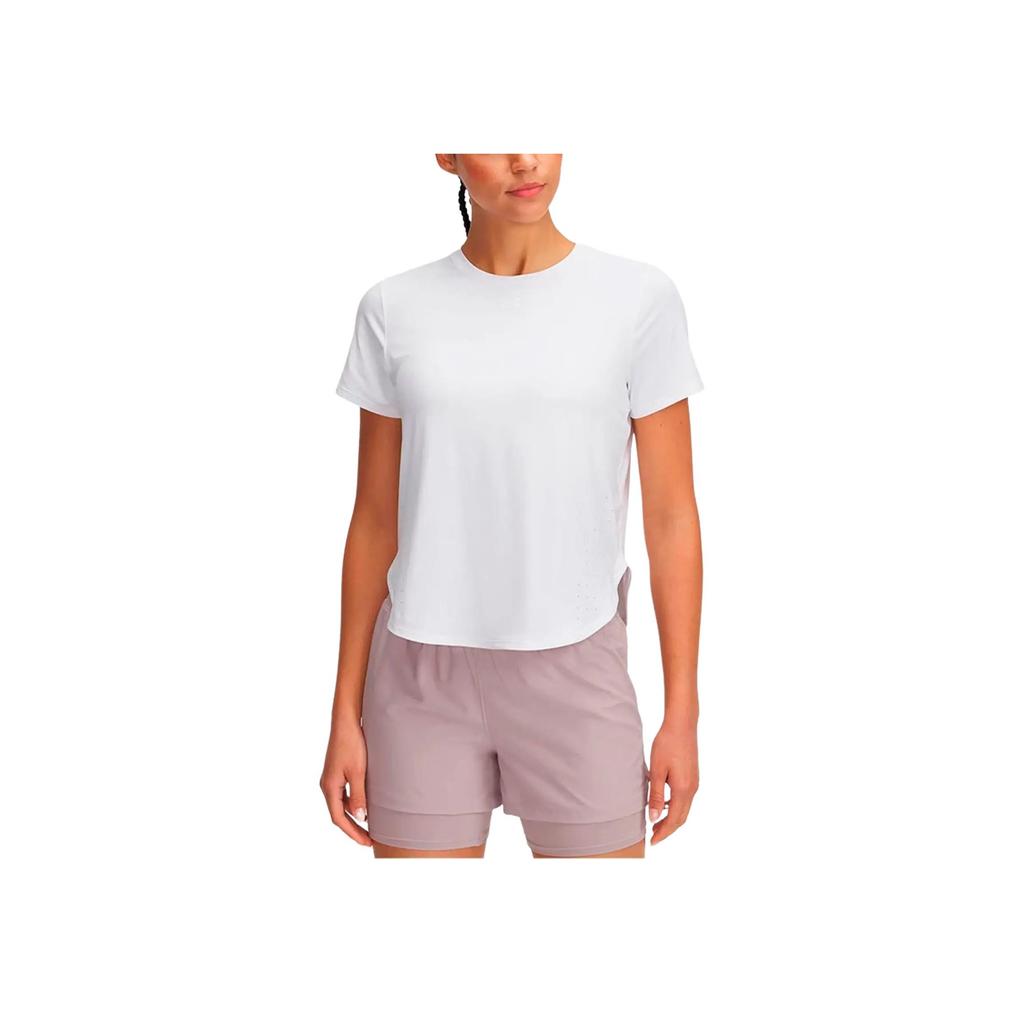 Under Armour Launch Elite Fashion Удобная Универсальная Модная Футболка с Коротким Рукавом Стандартного Кроя Женские Топы Белая 1389564-100