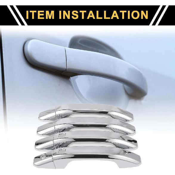 4pcs Exterior Door Handle Cover Car Door Handle Protector for Chevrolet Silverado 1500 2014-2024 Car Door Handle Protector with 2 Keypad ABS Chrome