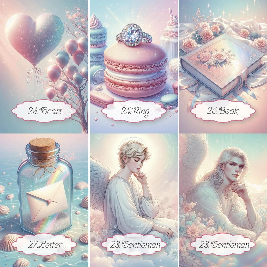 [Officially Imported, Limited Quantity] Cotton Candy Lenormand | Lenormand Cards, 47-Piece Set [Includes Drawstring Pouch] | 56 X 87mm Black Cardstock