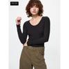 Uniqlo Япония Ультра Теплый HeaTTech Смесь Кашемира Ребристый Футболка с Круглым Вырезом