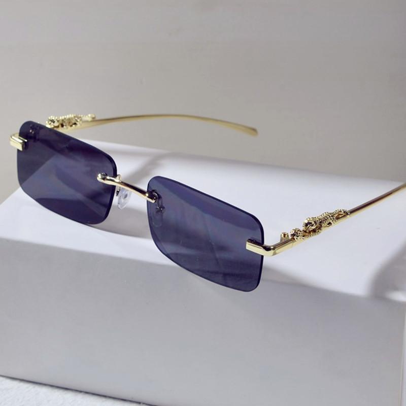 Retro Leopard Head Metal Sunglasses Frameless Sun Glasses Men's And Women's Small Frame Classic Glasses UV400 Eyeglasses