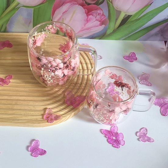 Кружка из стекла с двойными стенками с сухоцветами, термоизолированная кружка для эспрессо, термостойкое двухслойное стекло для дома, кухни, вечеринки