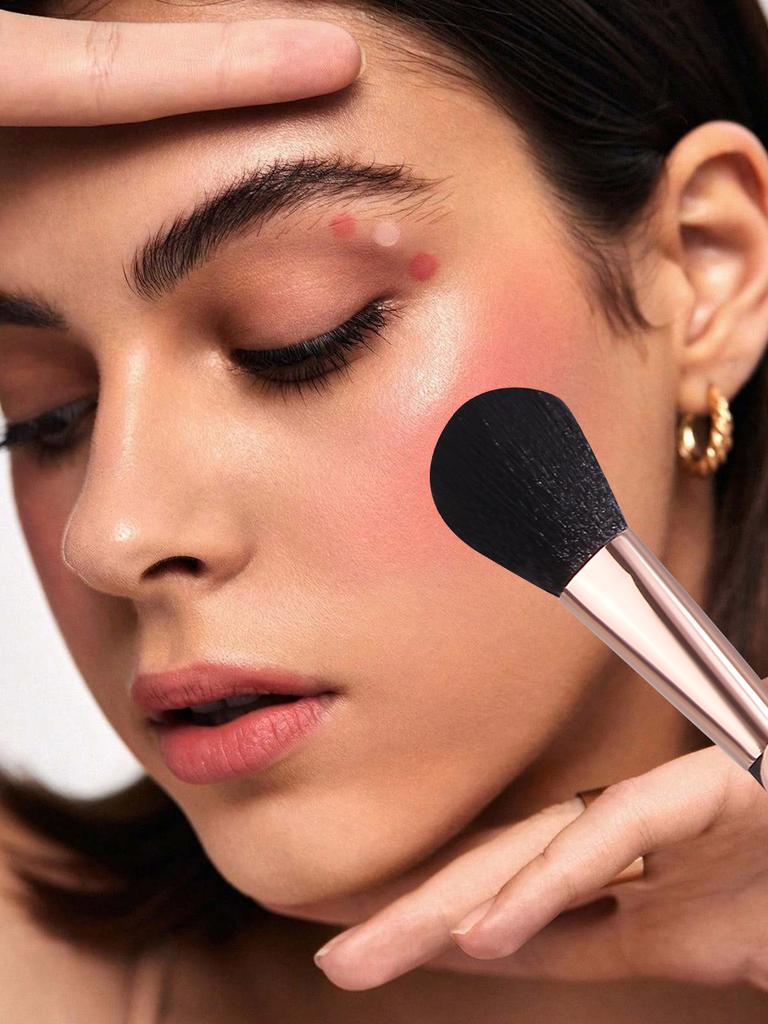 3-piece Beginner Makeupbrush Set,black Soft-bristled Loose Powderblush Brush,strong Powdergrasping,easy To Usefacial Makeuptools