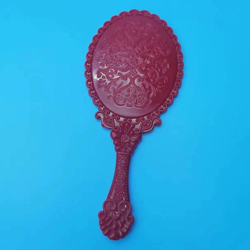 1Pc Handle Cosmetic Compact Mirror For Women Vintage Carved Handheld Vanity Mirror Spa Salon Makeup Hand Mirror