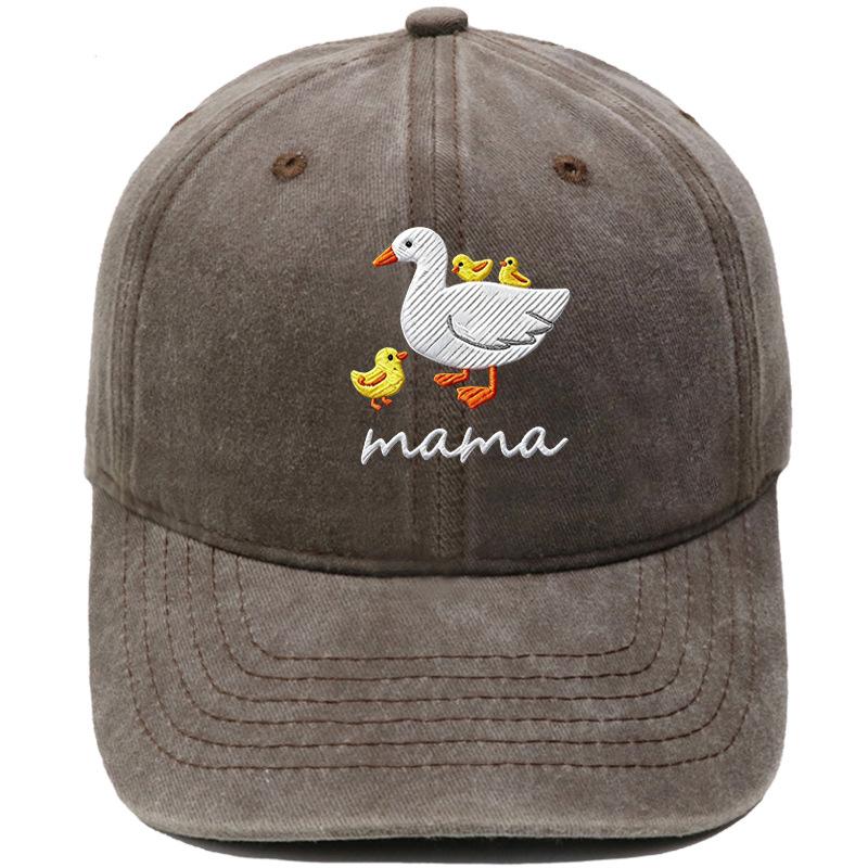 Mama Goose Mother Embroidered Baseball Cap Washed Vintage Cartoon Cute Animal Casual Shade Daddy Hat