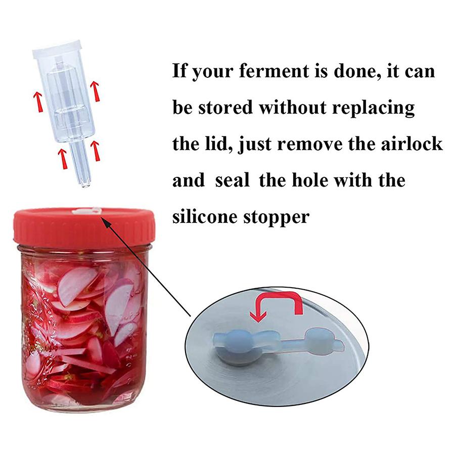 Крышки для ферментации Пластиковая крышка для ферментации с гидрозатвором Крышки для ферментации для банок Мейсона с широким горлышком (Банки не входят в комплект)
