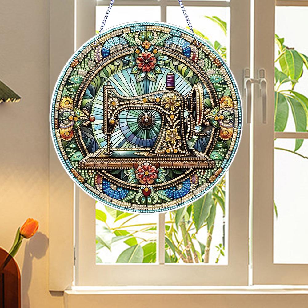 2D Flat DIY Diamond Art Suncatcher Diamond Painting Set Rhinestone Diamond Art Window Pendants Window Hanging Art for Home Decor