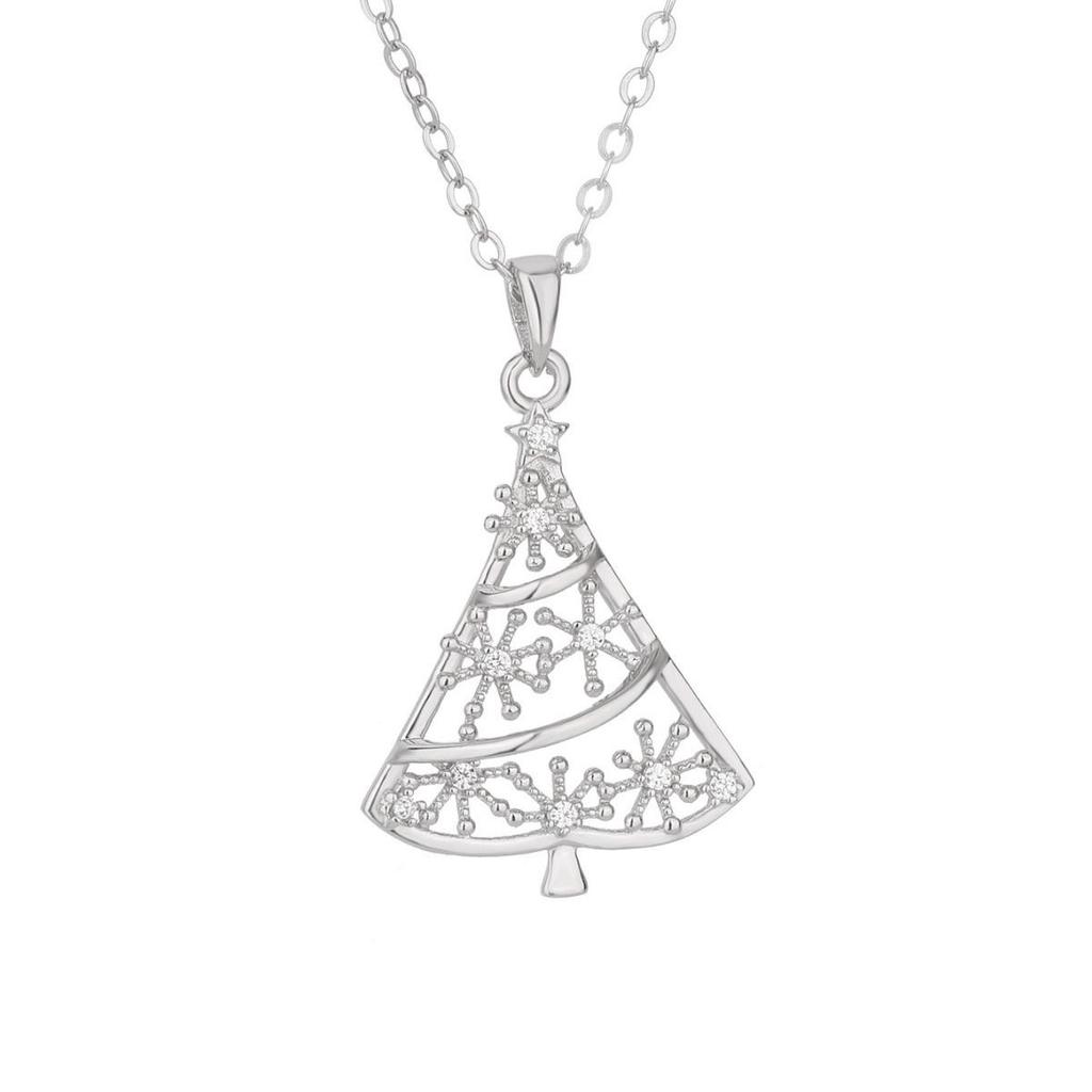 S925 Silver Snowflake & Christmas Tree Necklace: Stylish, Unique, and Elegant Clavicle Chain