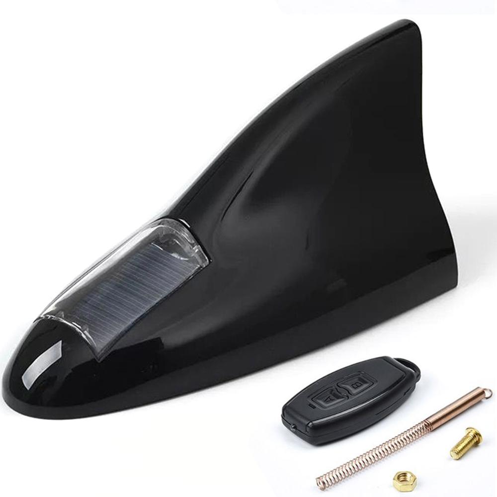 Car Solar LED Anti Collision Light Warning Lights Universal Shark Fin Antenna Light Automobile Modeling Decorating Accessories