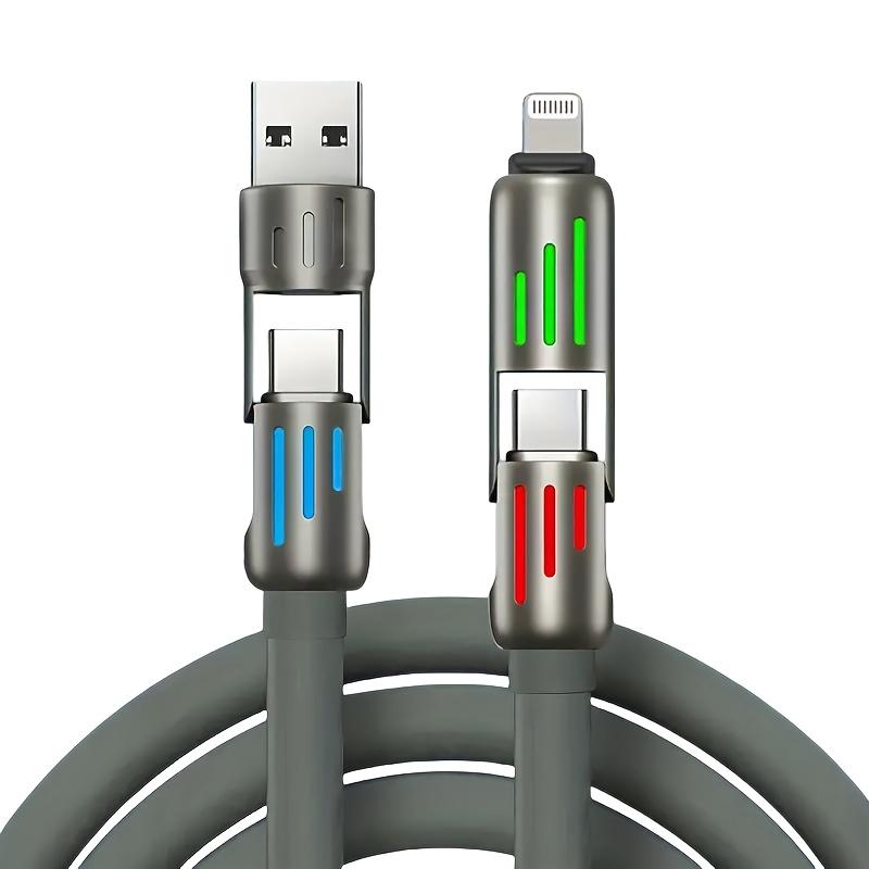 100 Вт сверхбыстрая зарядка 4 в 1 функциональный USB Type C жидкий силиконовый алюминиевый сплав кабель для передачи данных