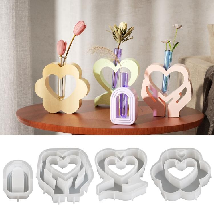 Silicone Resin Molds Charm Heart Small Vases Moulds Home Decors Craft Mold Making Small Vase Perfect for Plant Lovers