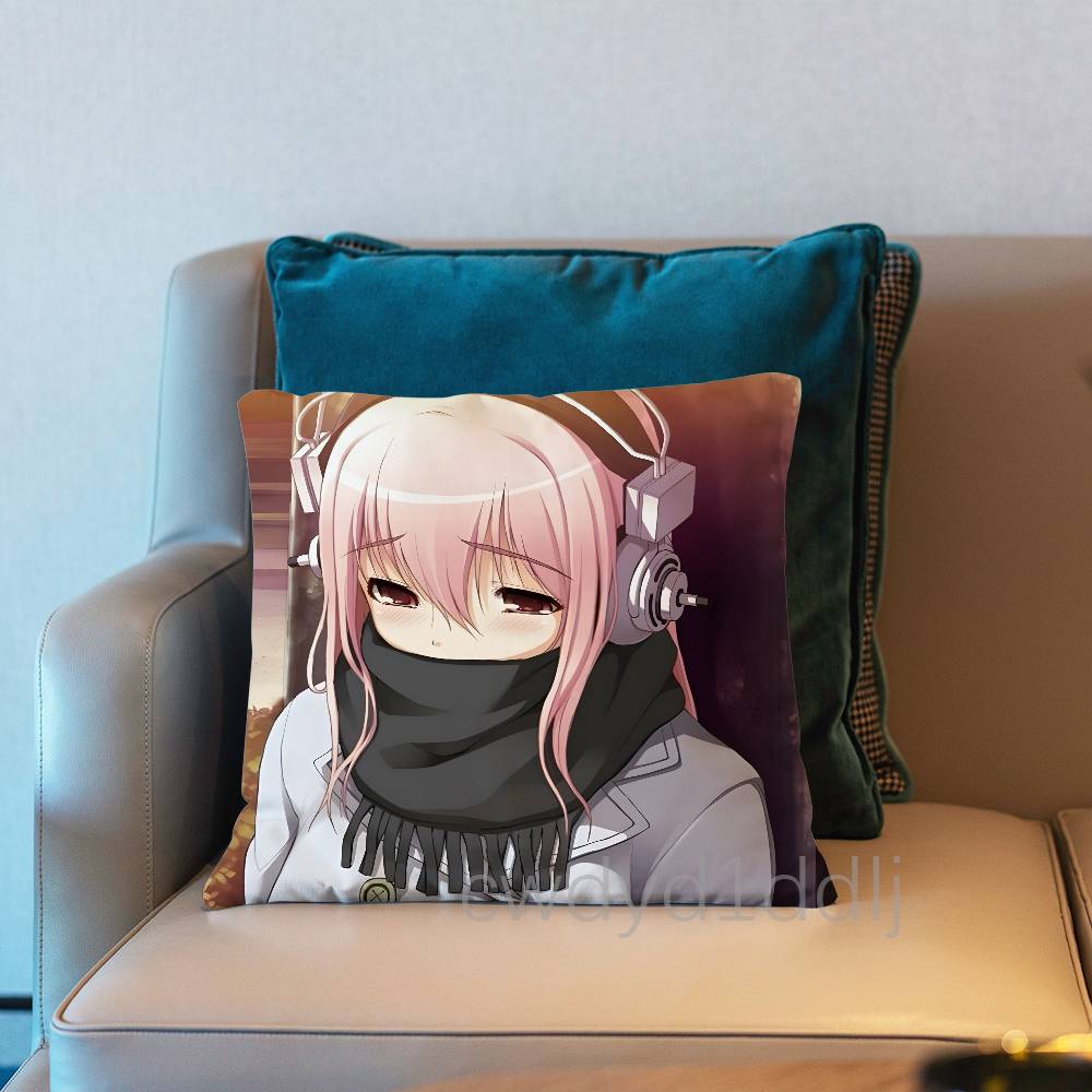 SSuper Sonico Аниме Наволочка Короткий Плюш Декоративная Подушка для Дивана Подарок для Дома Двусторонняя Печать Подушка