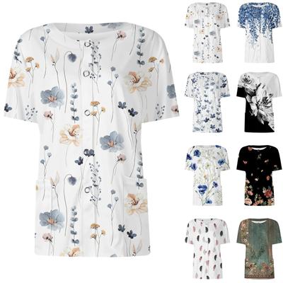 Женские карманы с короткими рукавами и рисунком, воротник-стойка с рабочим принтом, однобортная защитная одежда, куртка-кардиган, топ