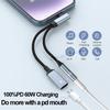 2 IN 1 OTG Elbow USB Type C To 3.5 Mm AUX Jack Audio Headphone Adapter Splitter 60W Fast Charging for Samsung Xiaomi iPhone 15