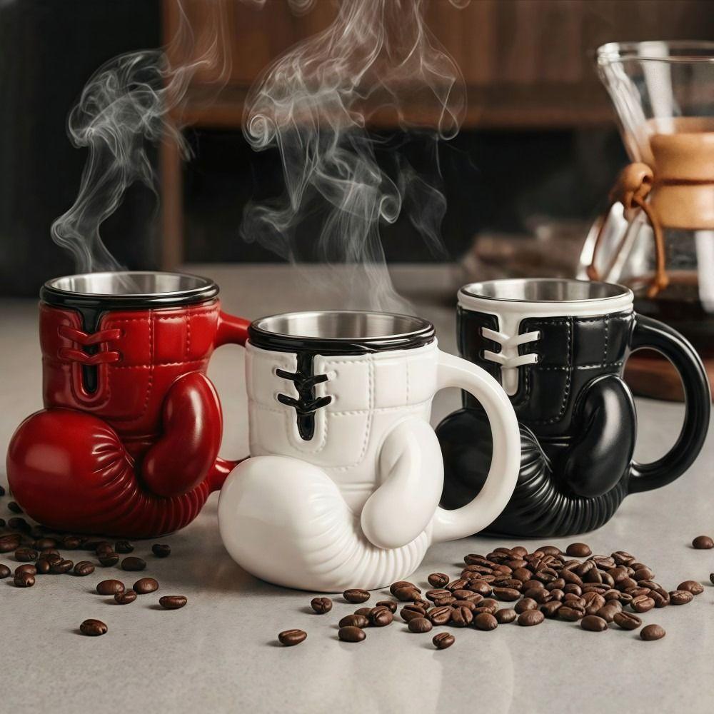 Double Wall Coffee Cup with Handle Water Cup Personalized Boxing Glove Mug  Men Boy Gifts
