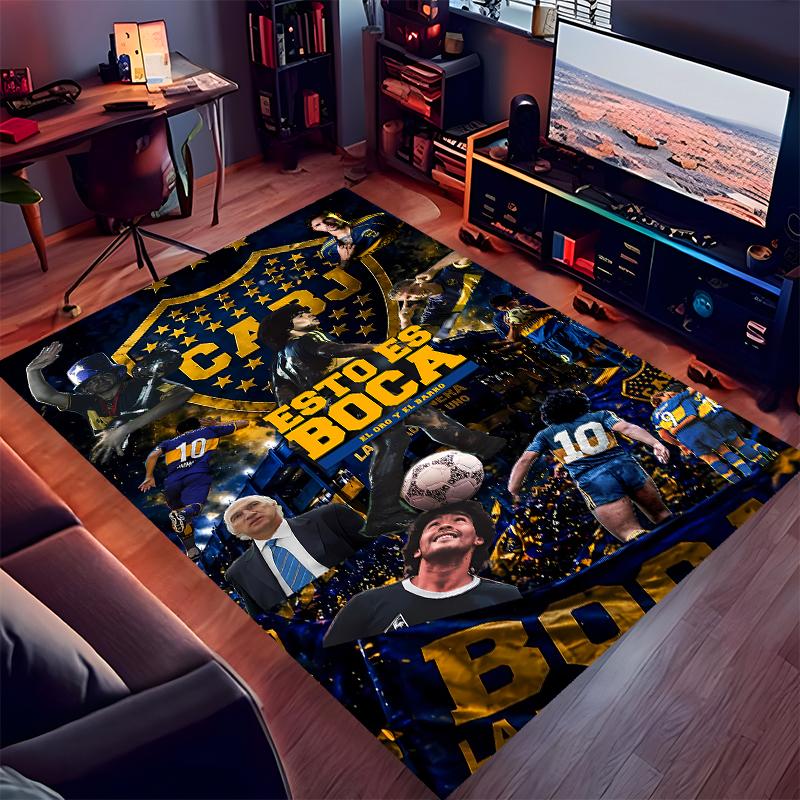 1pc Club Atlético Boca Juniors Print Area Rug - Soft,Washable Non-Slip Indoor Mat for Office Chairs,Living Room,Home Office Decorative Rug