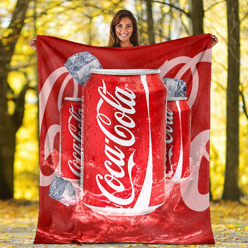 Christmas gift Halloween themed cola beverage Coca Cola blanket soft home furnishing nap decoration four seasons warm Sherpa blanket U26