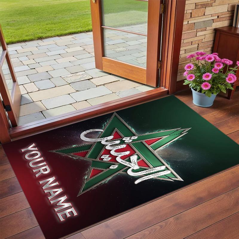 Crystal Velvet Rug Custom Name Text, Soft Non Slip Floor Mat Home DecorMorocco Football