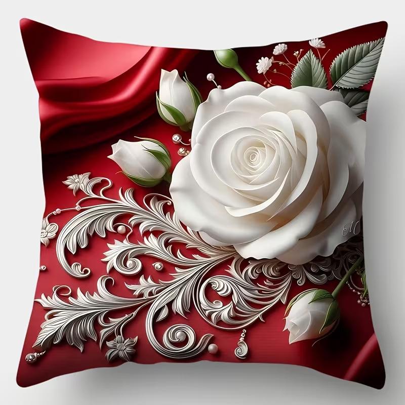 Наволочка на декоративную подушку в форме розы, Домашнее украшение, Напечатанная наволочка на диванную подушку, Подарок на День святого Валентина