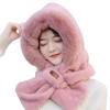 Thickening Beanie Hat Scarf Windproof Neck Warmer Winter Scarf Set Hooded  for Women