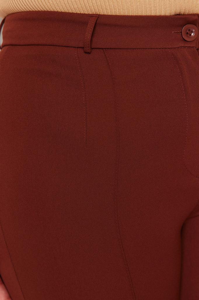 Женские стильные черные тканые брюки больших размеров с высокой талией в рубчик и расклешенными штанинами