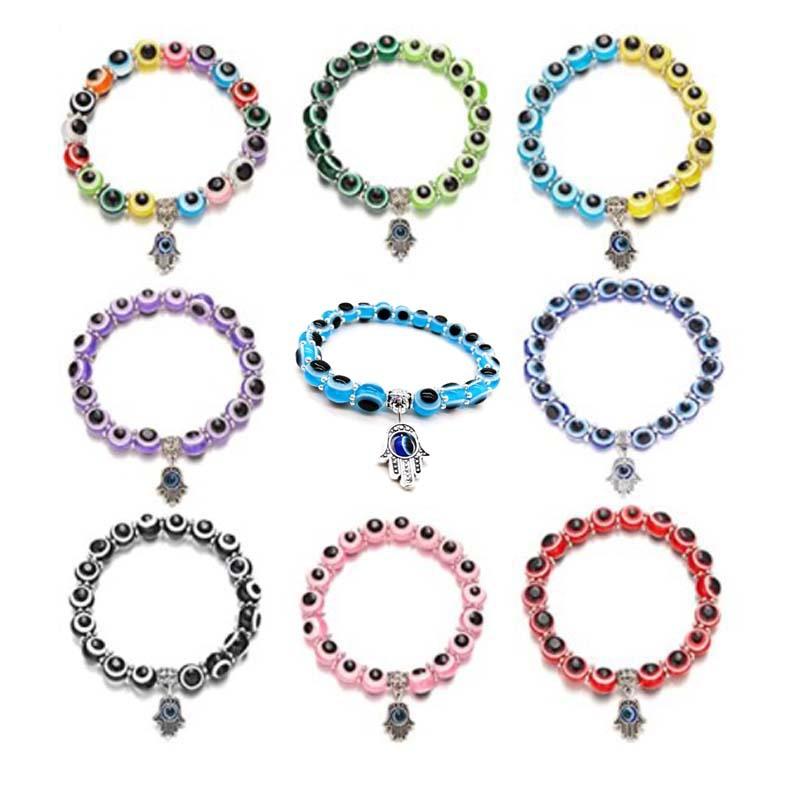 Браслет-шарм ручной работы в богемном стиле, красочный, с бусинами-семечками и подвеской «Сглаз», эластичный, пляжный браслет-бенгл, женские украшения