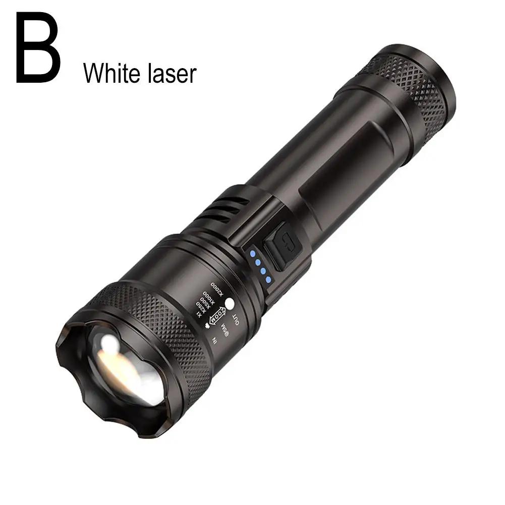 Telescopic Zoom Flashlight Outdoor White Laser USB Flashlight Flashlight Charging Household Rechargeable Emergency X1L2