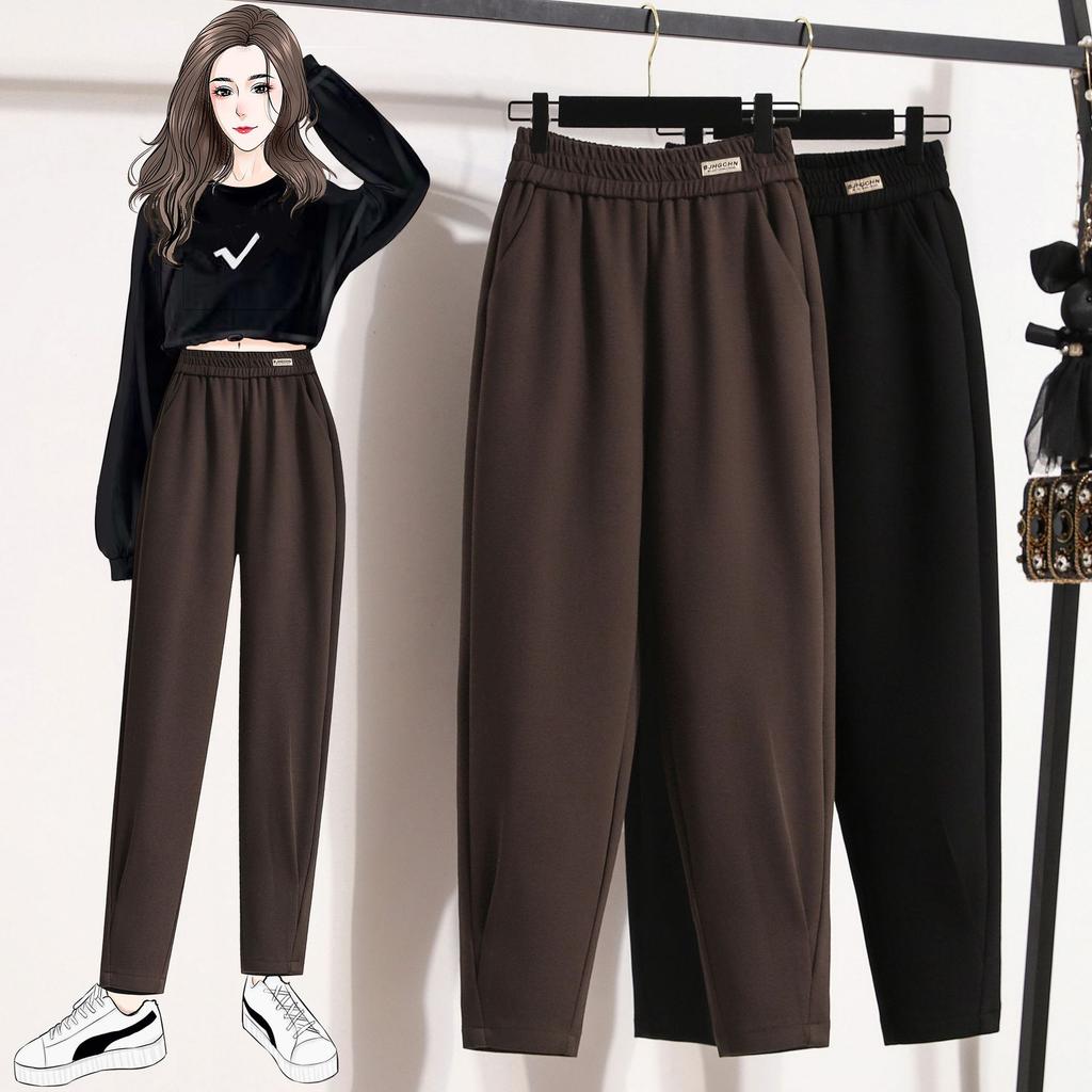 Thickened Warm Sports Pants for Women's Winter New Casual Pants High-waisted Slim Large Size Harem Pants