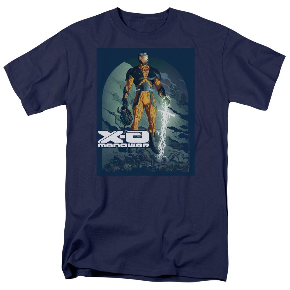 Мужская футболка X-O Manowar Планета Смерти, лицензионная, Saana Valiant Comics, темно-синяя