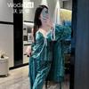 1011 autumn and winter new V-neck lace gold diamond fleece suspender trousers nightgown three-piece set girl style sweet loungewear
